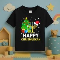 Happy Chrismukkah Santa Hat Christmas Hanukkah Sleep Toddler T-Shirt thumb 3