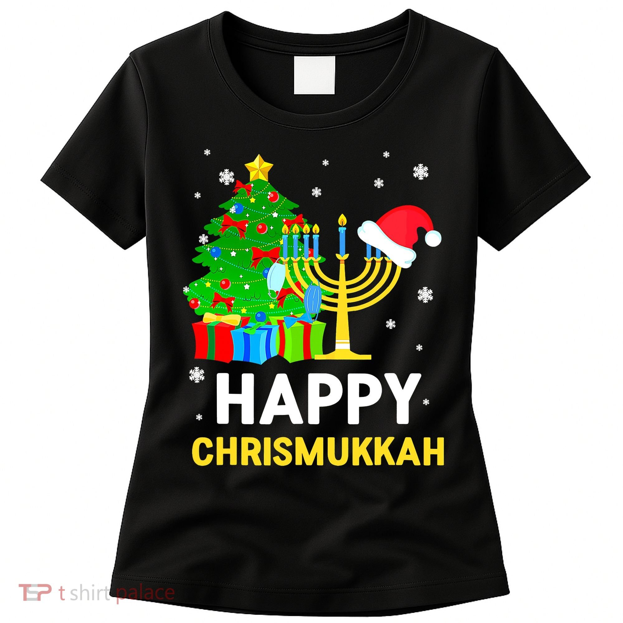 Happy Chrismukkah Santa Hat Christmas Hanukkah Sleep Women's T-Shirt