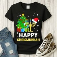 Happy Chrismukkah Santa Hat Christmas Hanukkah Sleep Women's T-Shirt thumb 3