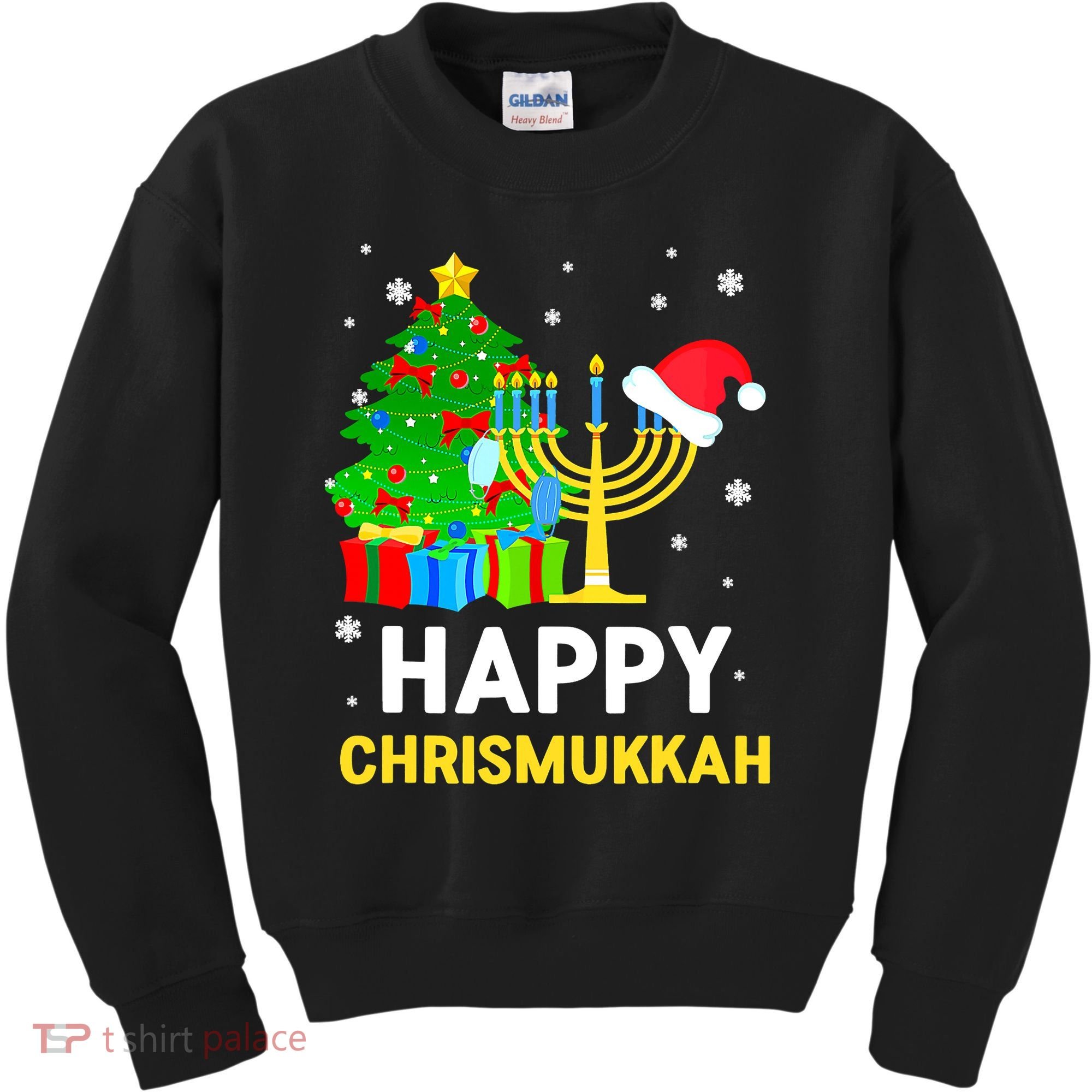 Happy Chrismukkah Santa Hat Christmas Hanukkah Sleep Kids Sweatshirt