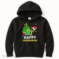 Happy Chrismukkah Santa Hat Christmas Hanukkah Sleep Kids Hoodie thumb 0