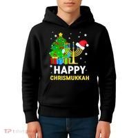 Happy Chrismukkah Santa Hat Christmas Hanukkah Sleep Kids Hoodie thumb 4