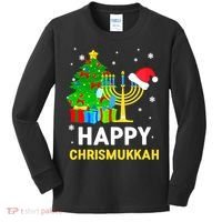Happy Chrismukkah Santa Hat Christmas Hanukkah Sleep Kids Long Sleeve Shirt thumb 0