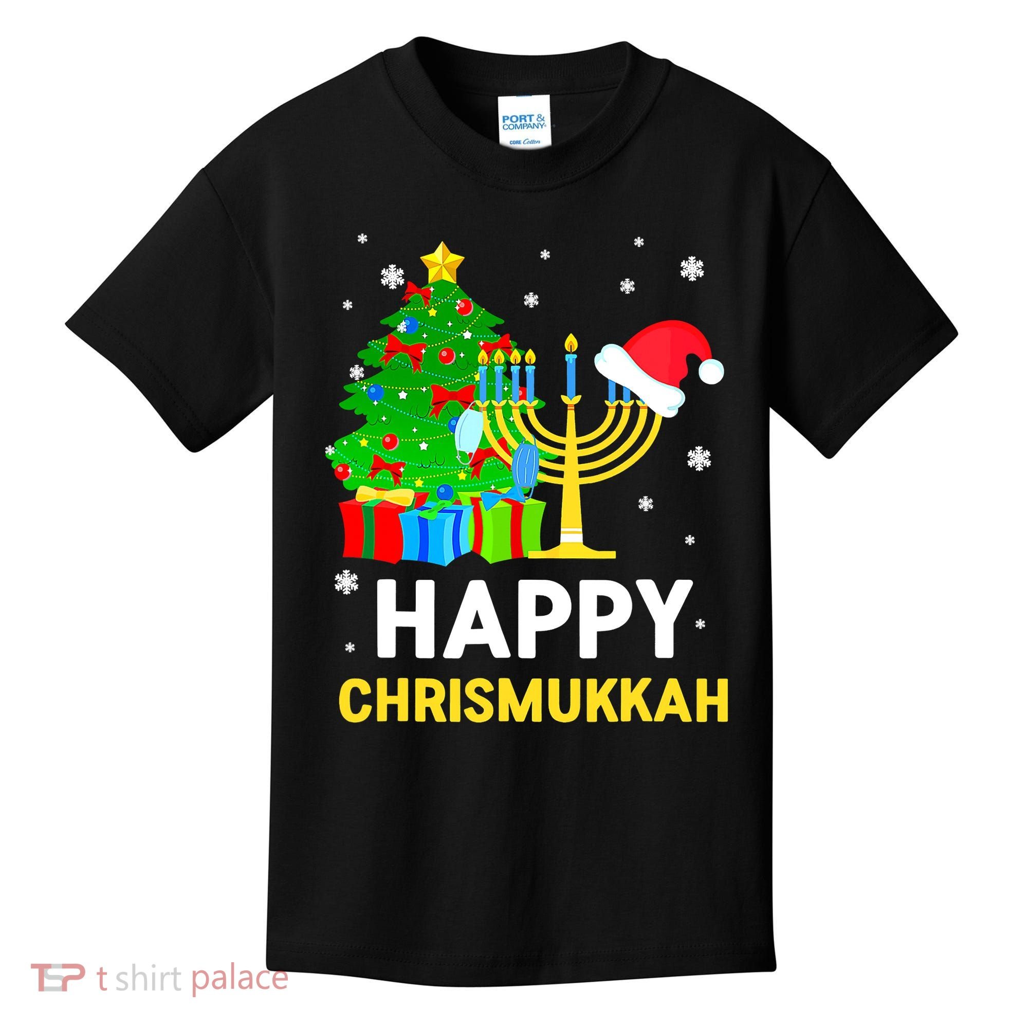 Happy Chrismukkah Santa Hat Christmas Hanukkah Sleep Kids T-Shirt