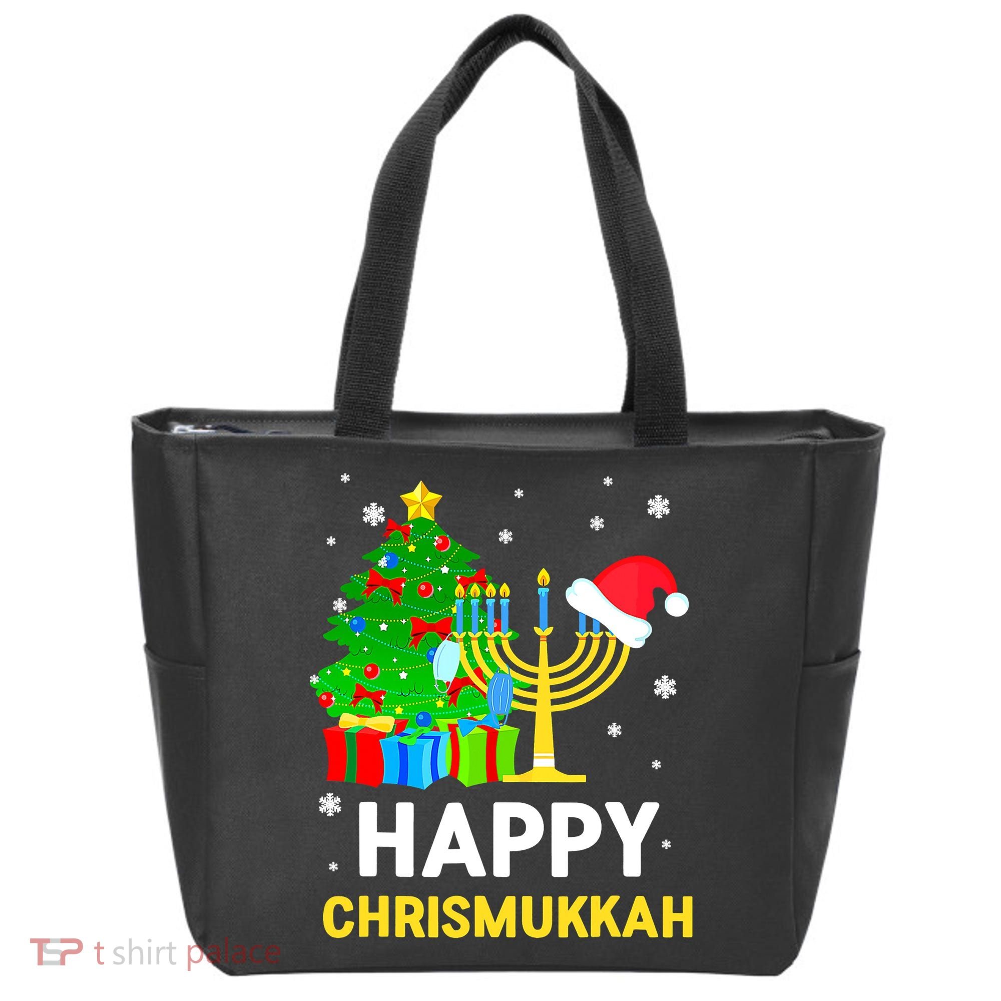 Happy Chrismukkah Santa Hat Christmas Hanukkah Sleep Tote Bag