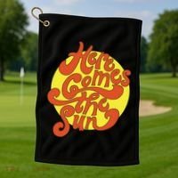 Here Comes The Sun Summer Beach Retro Golf Towel thumb 1