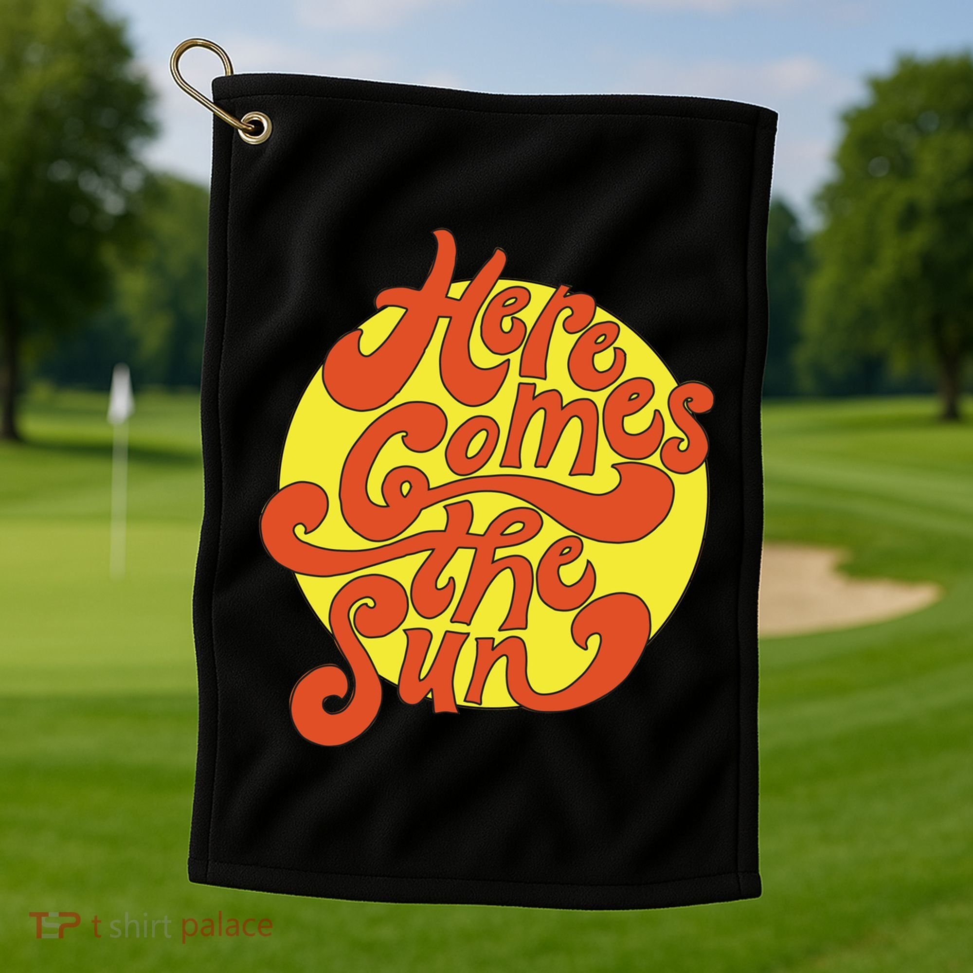Here Comes The Sun Summer Beach Retro Golf Towel