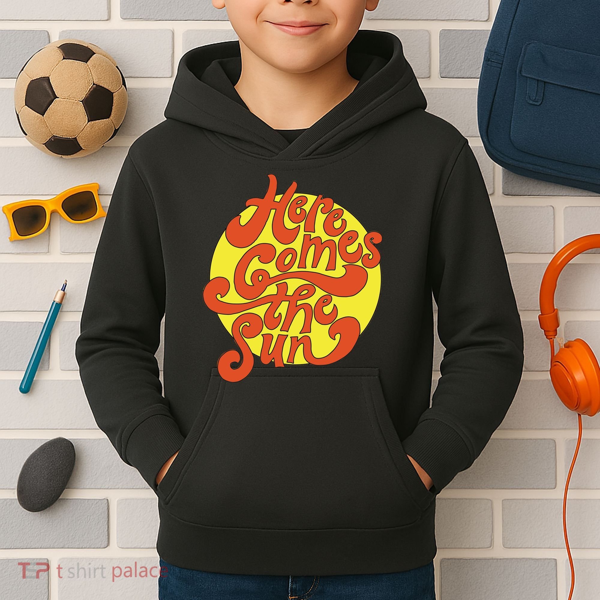 Here Comes The Sun Summer Beach Retro Kids Hoodie