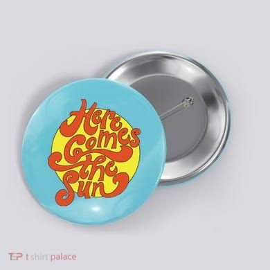 Here Comes The Sun Summer Beach Retro Button