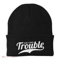Here Comes Trouble Funny Trouble Maker Beanie thumb 0