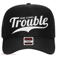 Here Comes Trouble Funny Trouble Maker Hat thumb 0
