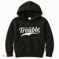 Here Comes Trouble Funny Trouble Maker Kids Hoodie thumb 0