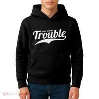 Here Comes Trouble Funny Trouble Maker Kids Hoodie thumb 4