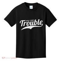 Here Comes Trouble Funny Trouble Maker Kids T-Shirt thumb 0