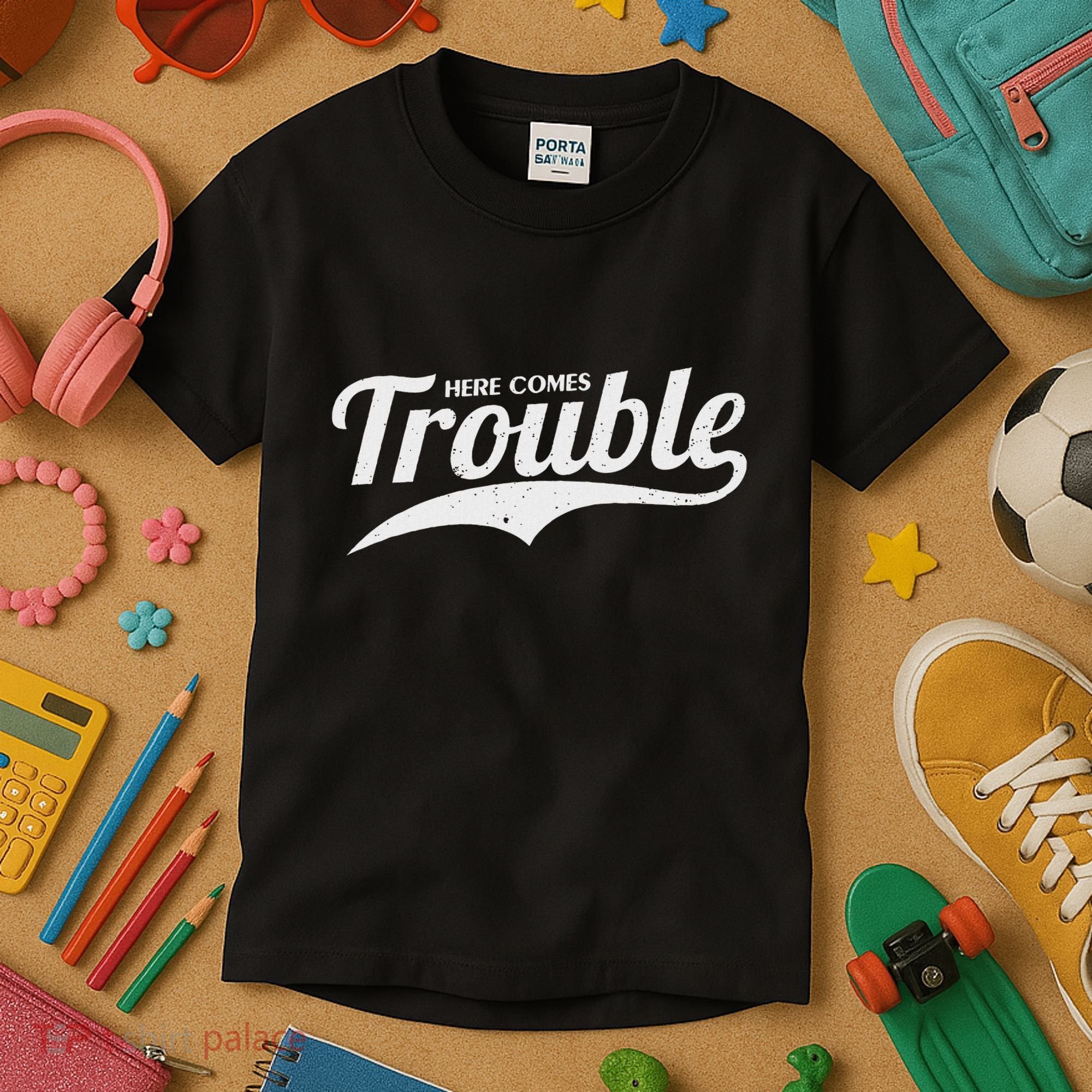 Here Comes Trouble Funny Trouble Maker Kids T-Shirt