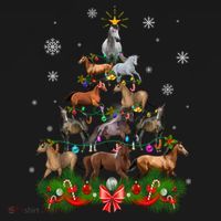 Horses Christmas Tree Lights Funny Horse Lovers Xmas Gift Women's Hoodie thumb 2