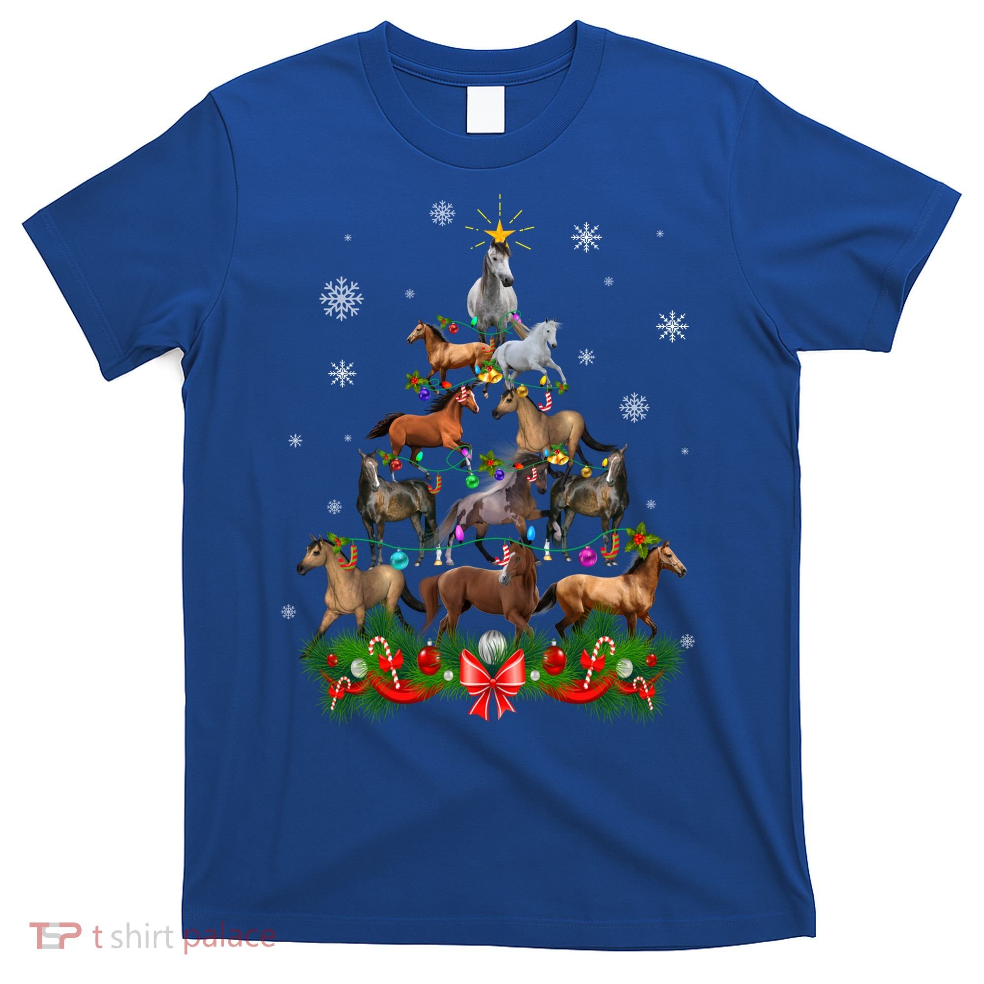Horses Christmas Tree Lights Funny Horse Lovers Xmas Gift T-Shirt