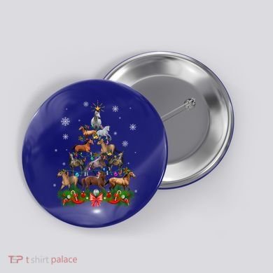 Horses Christmas Tree Lights Funny Horse Lovers Xmas Gift Button
