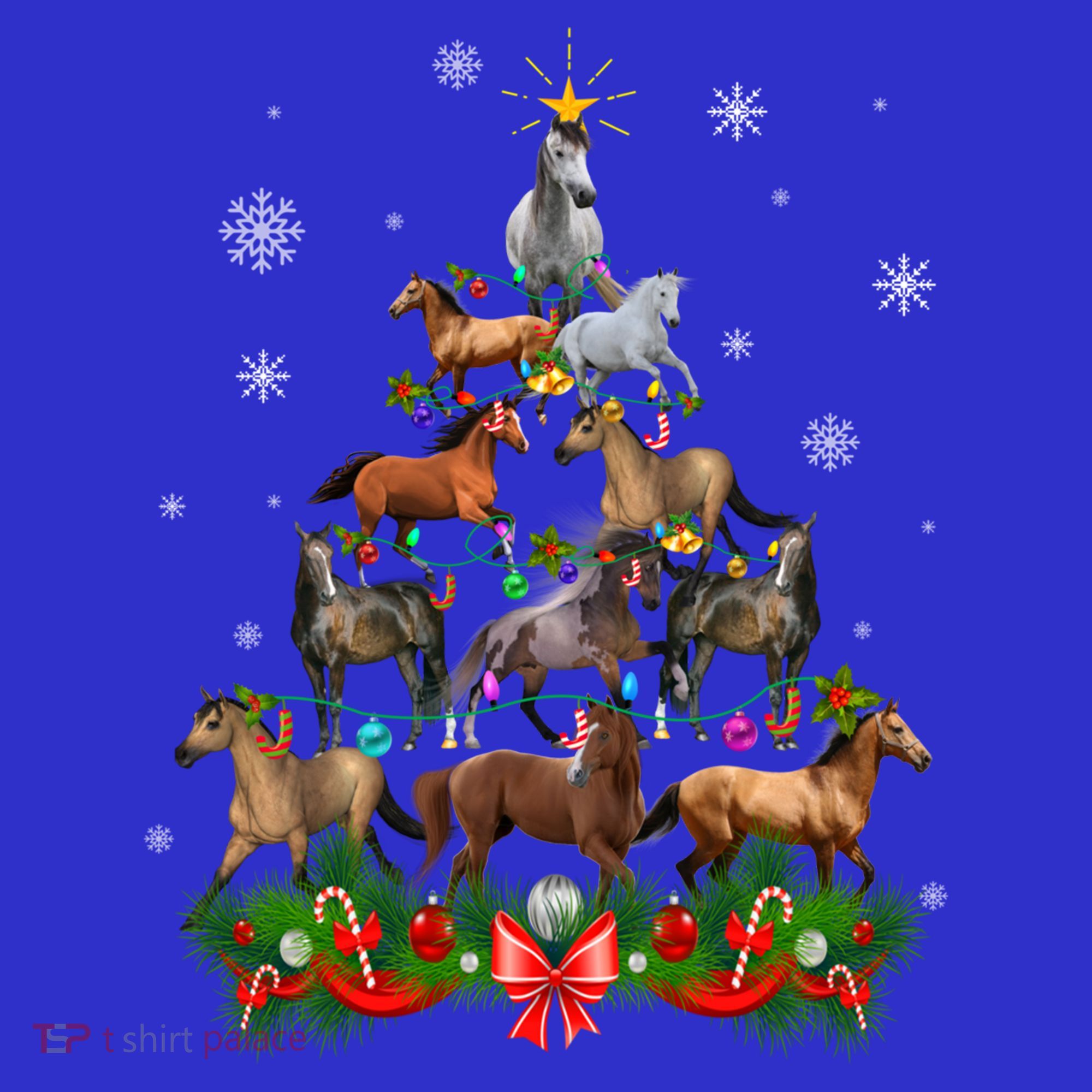 Horses Christmas Tree Lights Funny Horse Lovers Xmas Gift Women's Tank Top