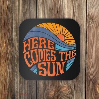 Here Comes The Sun Vintage Retro Sixties Surf Summer Beach Coaster