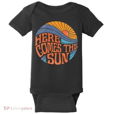 Here Comes The Sun Vintage Retro Sixties Surf Summer Beach Baby Bodysuit