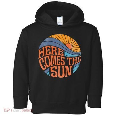 Here Comes The Sun Vintage Retro Sixties Surf Summer Beach Toddler Hoodie