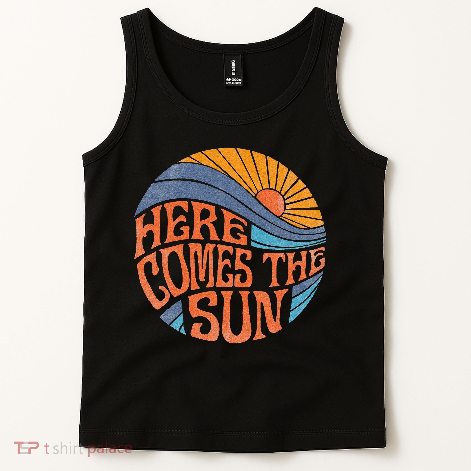 Here Comes The Sun Vintage Retro Sixties Surf Summer Beach Tank Top