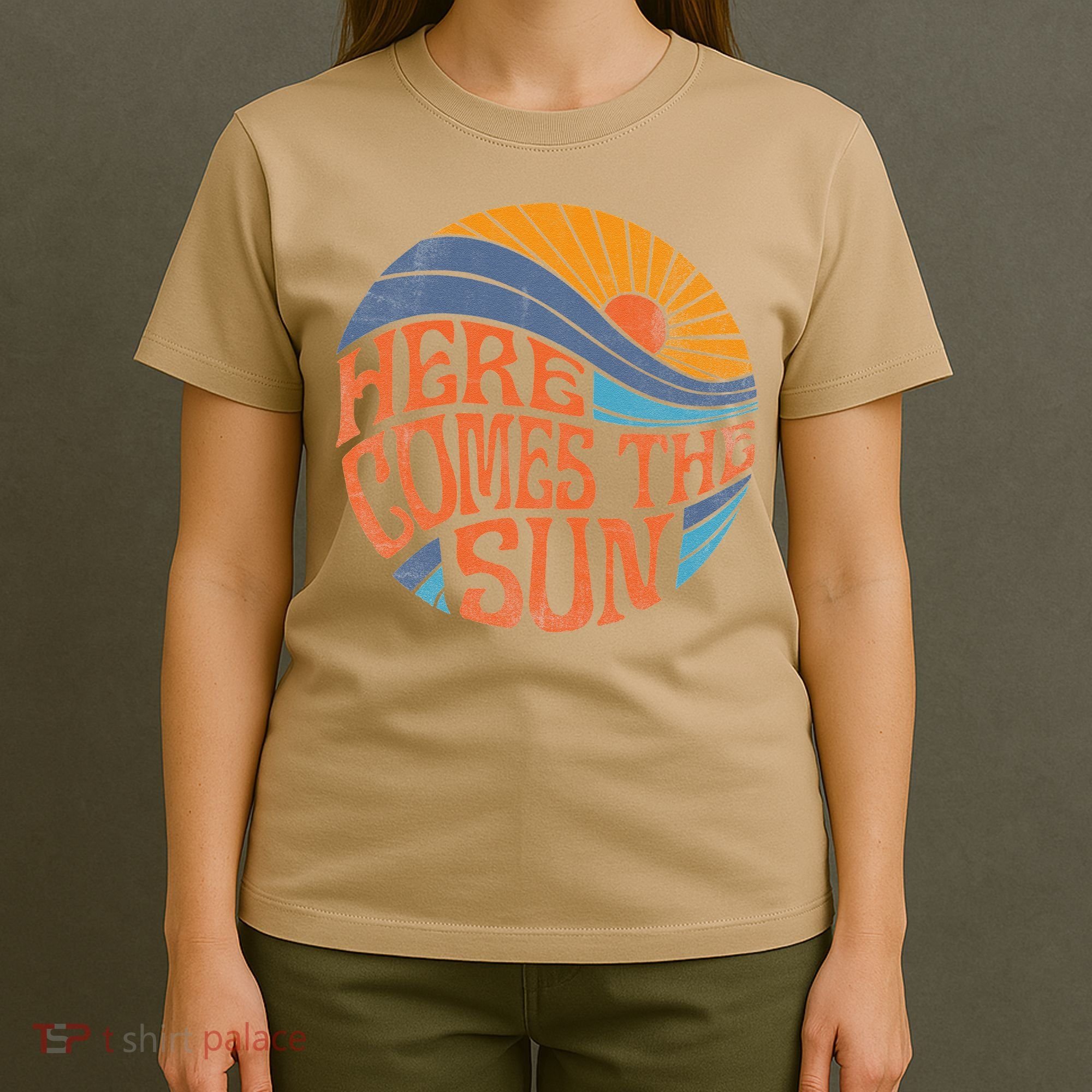 Here Comes The Sun Vintage Retro Sixties Surf Summer Beach T-Shirt