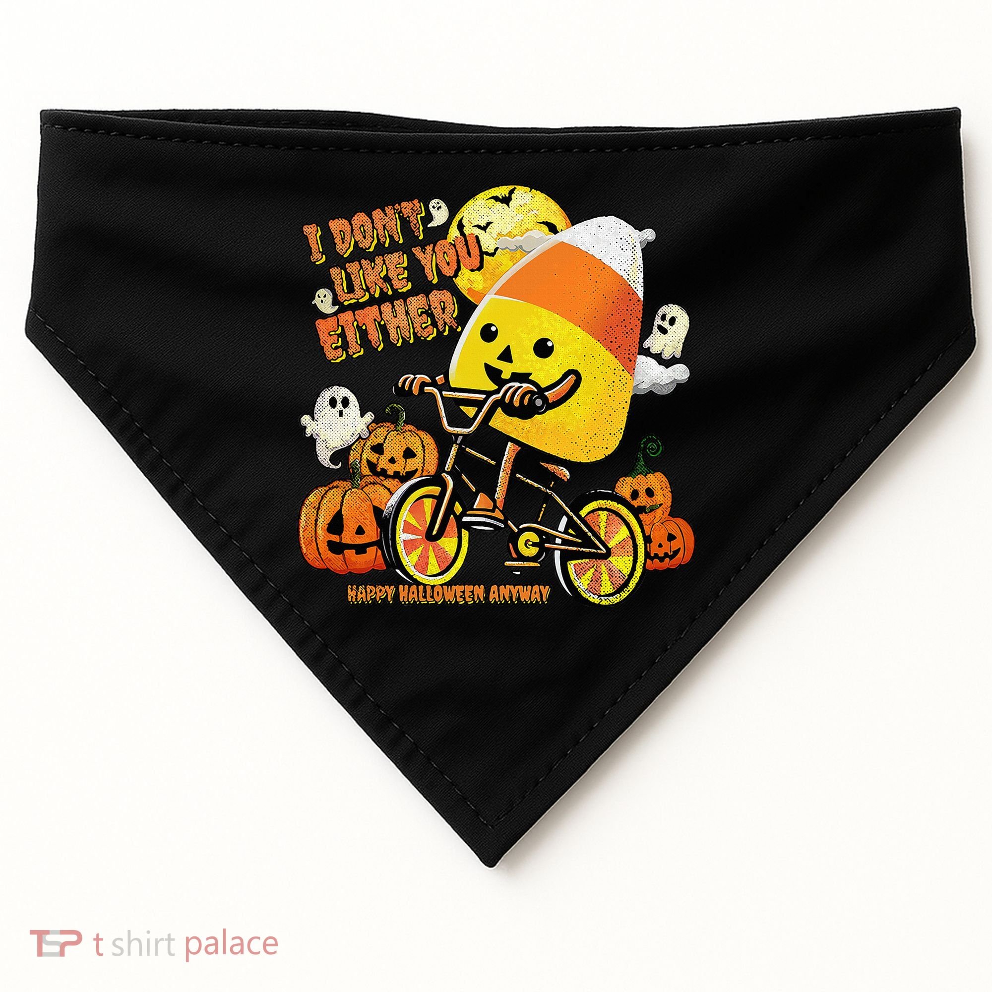 Halloween Costume Team Candy Corn I DonT Like You Either USA-Made Doggie Bandana