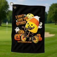 Halloween Costume Team Candy Corn I DonT Like You Either Golf Towel thumb 1
