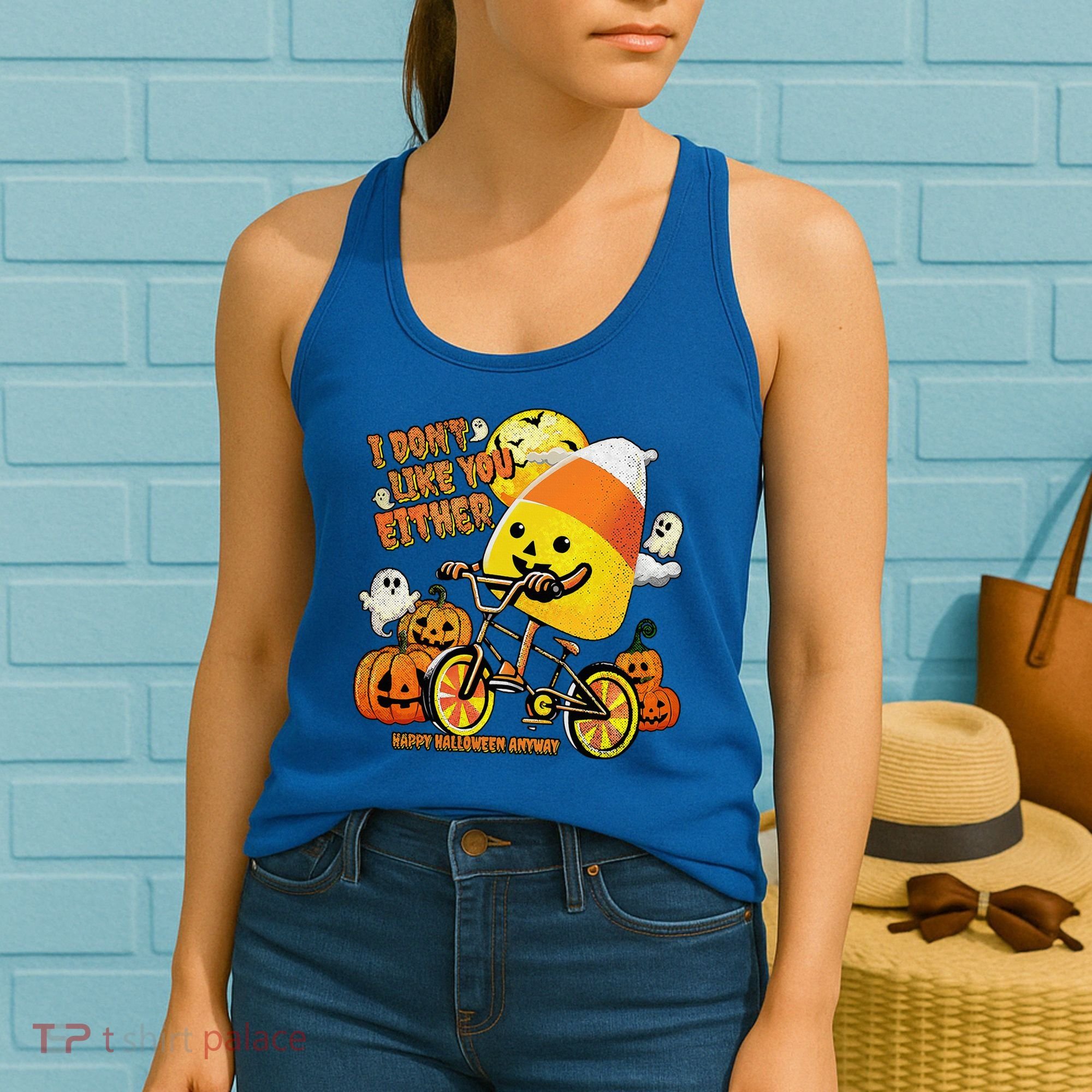 Halloween Costume Team Candy Corn I DonT Like You Either Women's Tank Top