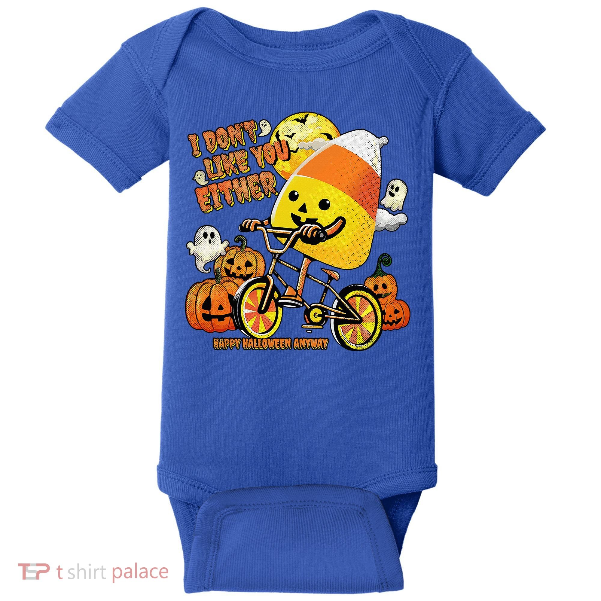 Halloween Costume Team Candy Corn I DonT Like You Either Baby Bodysuit