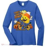 Halloween Costume Team Candy Corn I DonT Like You Either Women's Long Sleeve Shirt thumb 0