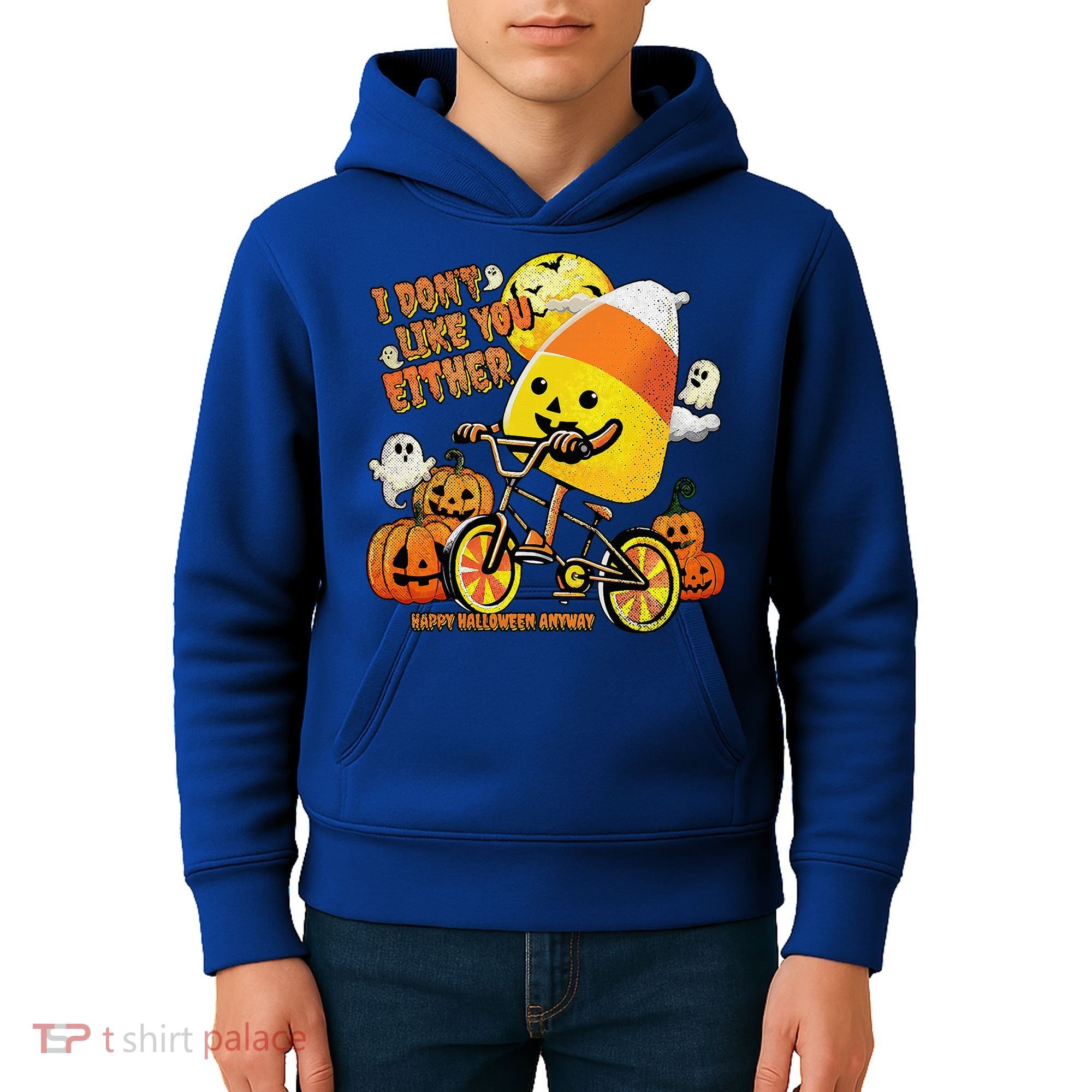 Halloween Costume Team Candy Corn I DonT Like You Either Kids Hoodie