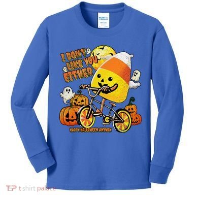 Halloween Costume Team Candy Corn I DonT Like You Either Kids Long Sleeve Shirt
