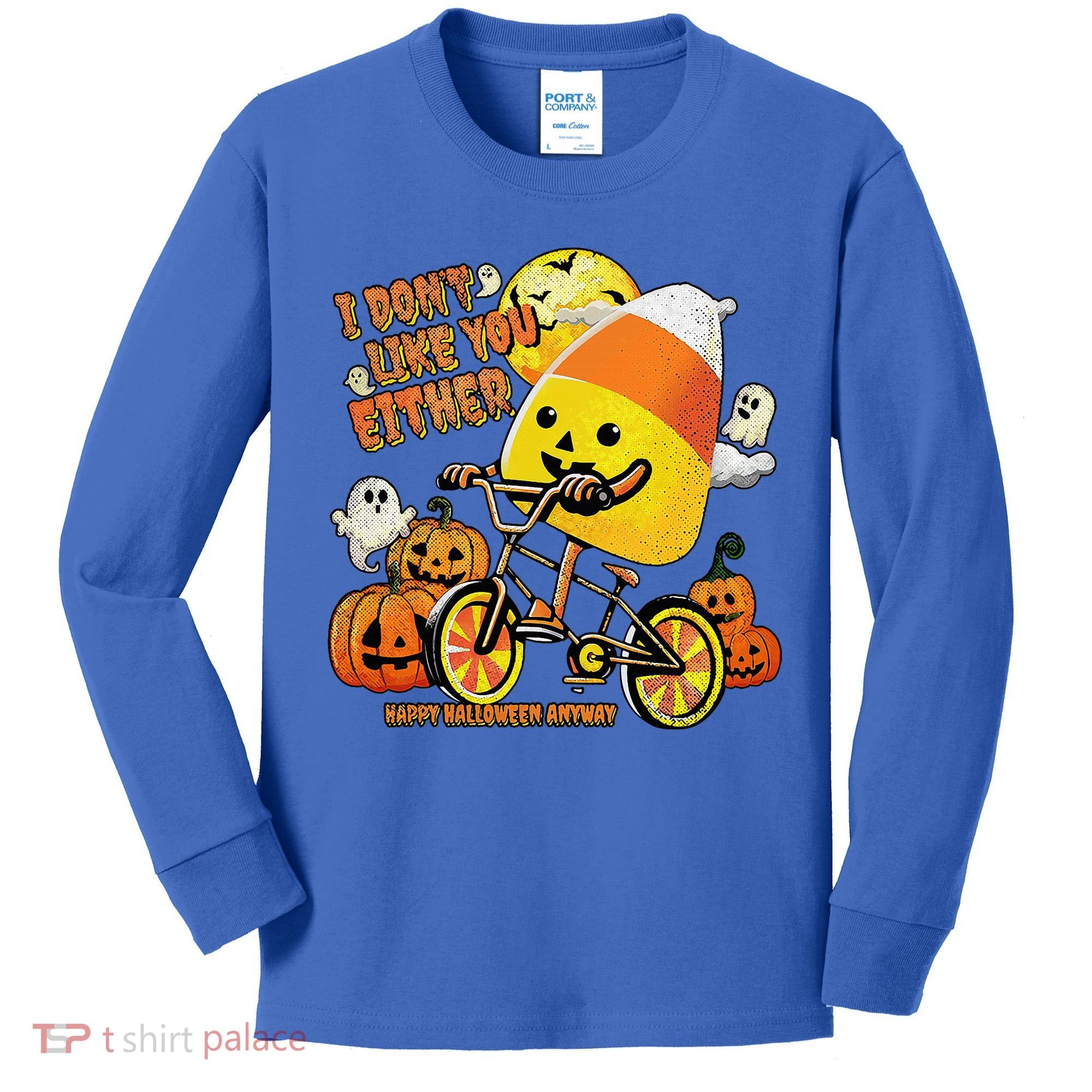 Halloween Costume Team Candy Corn I DonT Like You Either Kids Long Sleeve Shirt