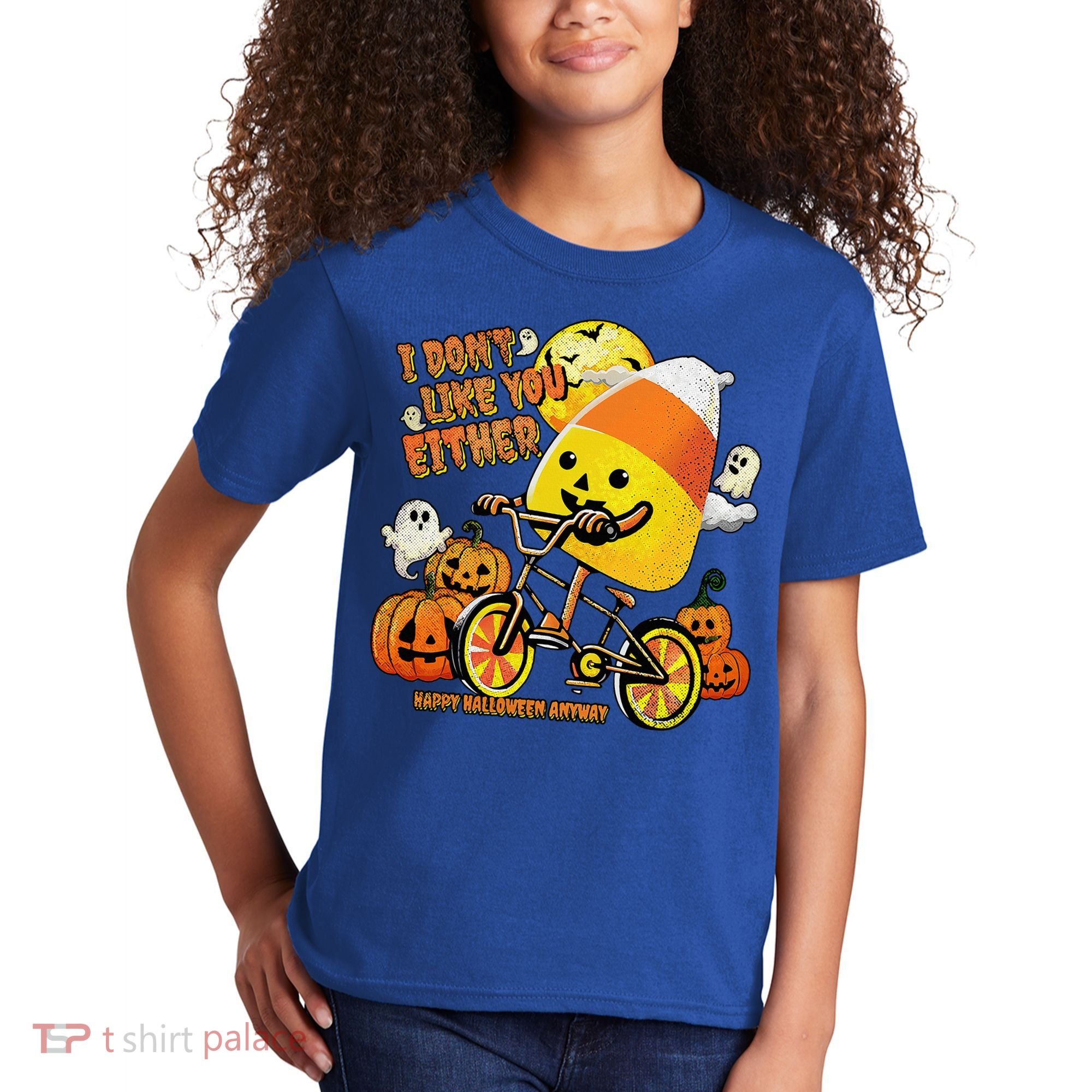 Halloween Costume Team Candy Corn I DonT Like You Either Kids T-Shirt