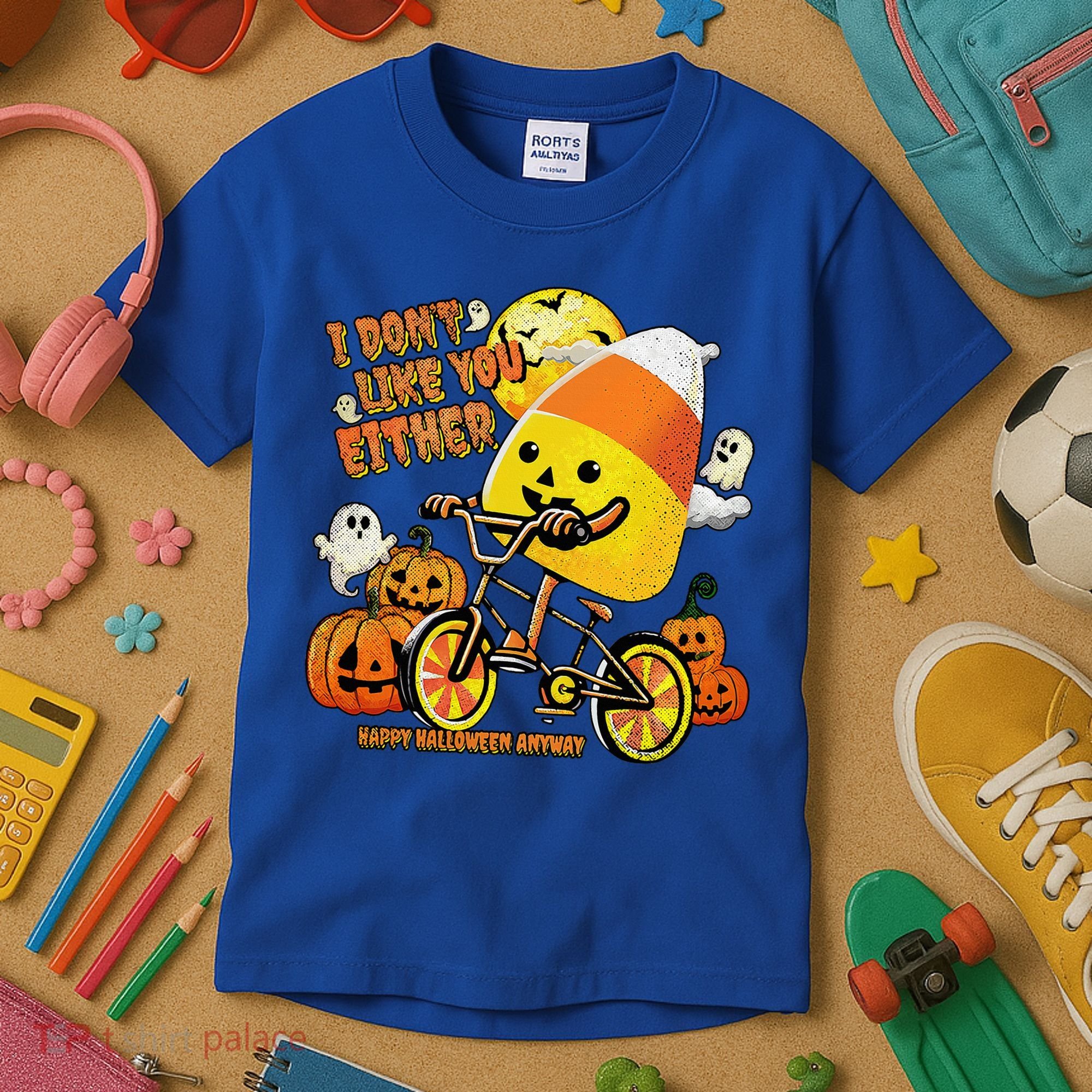 Halloween Costume Team Candy Corn I DonT Like You Either Kids T-Shirt