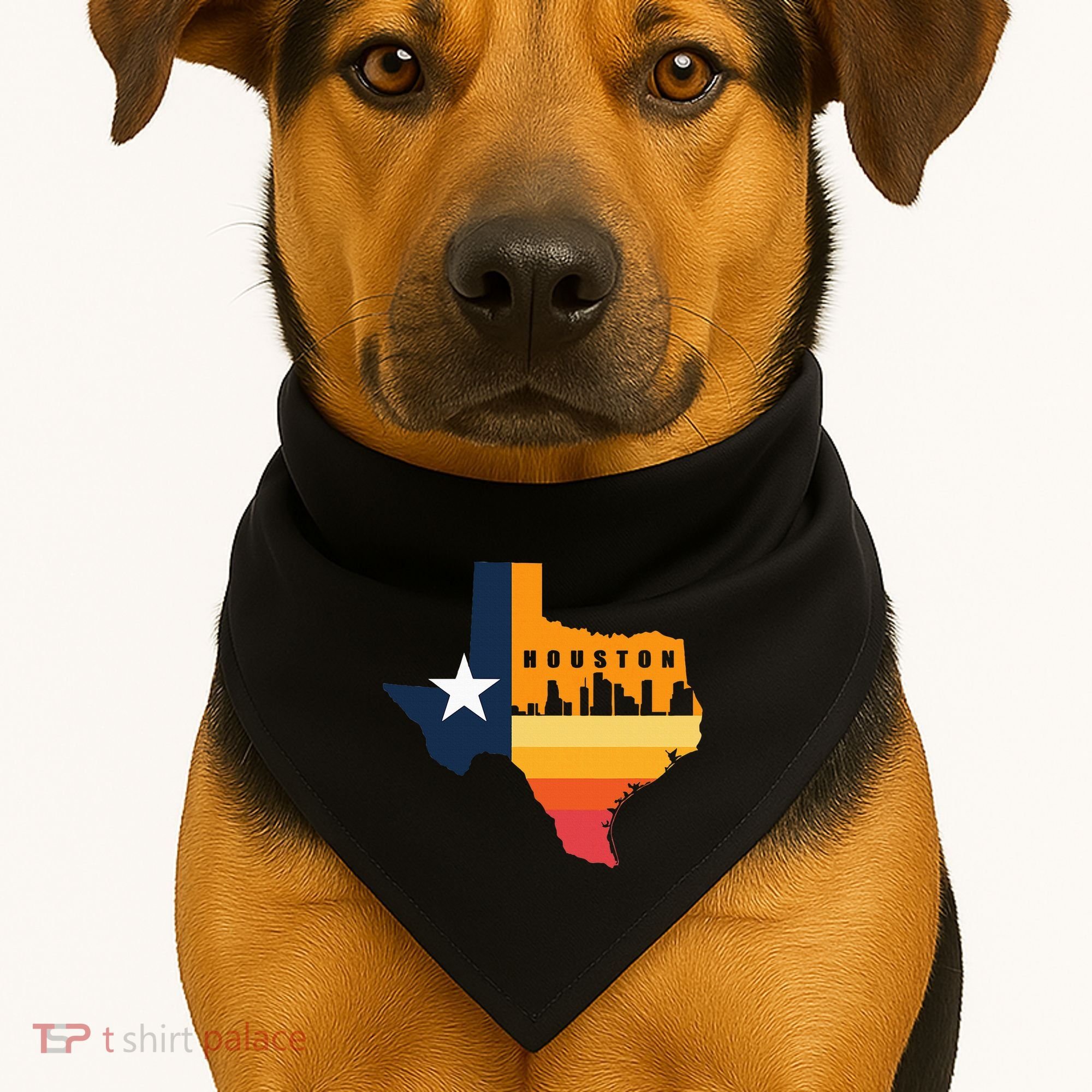 Houston City Texas Map Patriotic Texan USA-Made Doggie Bandana