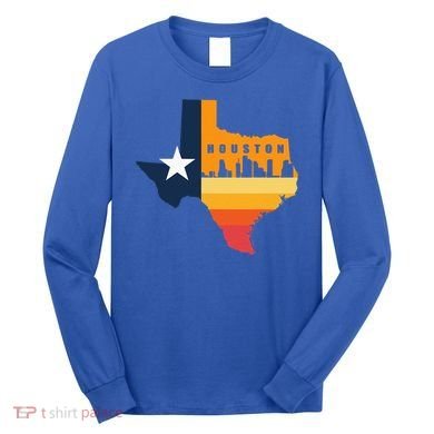 Houston City Texas Map Patriotic Texan Long Sleeve Shirt
