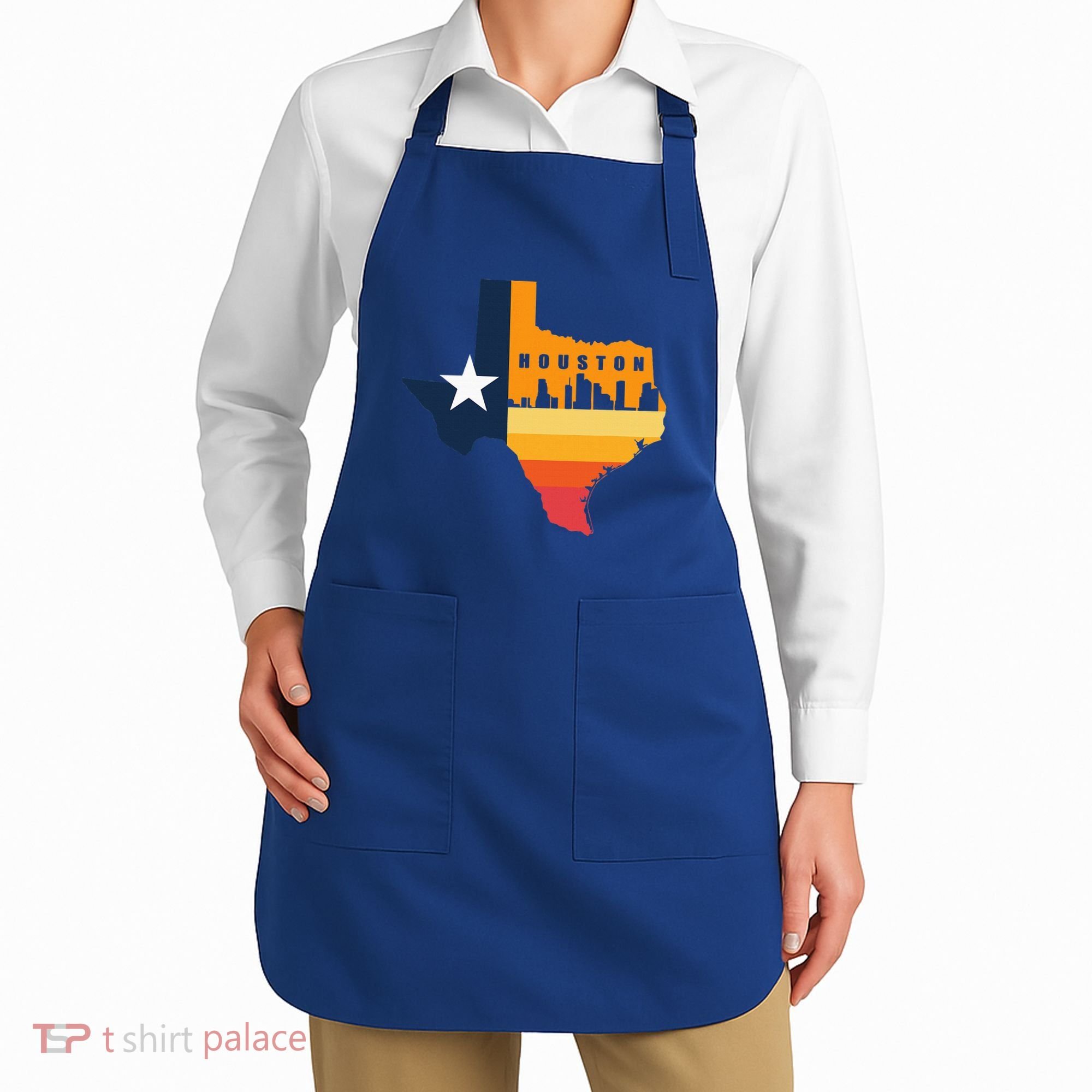 Houston City Texas Map Patriotic Texan Apron