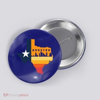 Houston City Texas Map Patriotic Texan Button