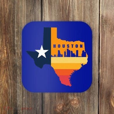 Houston City Texas Map Patriotic Texan Coaster