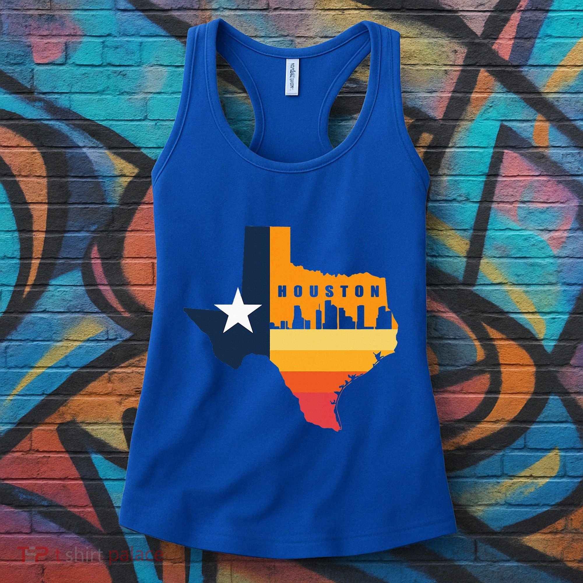 Houston City Texas Map Patriotic Texan Women's Tank Top