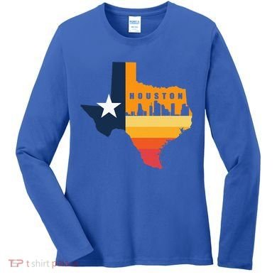Houston City Texas Map Patriotic Texan Women's Long Sleeve Shirt