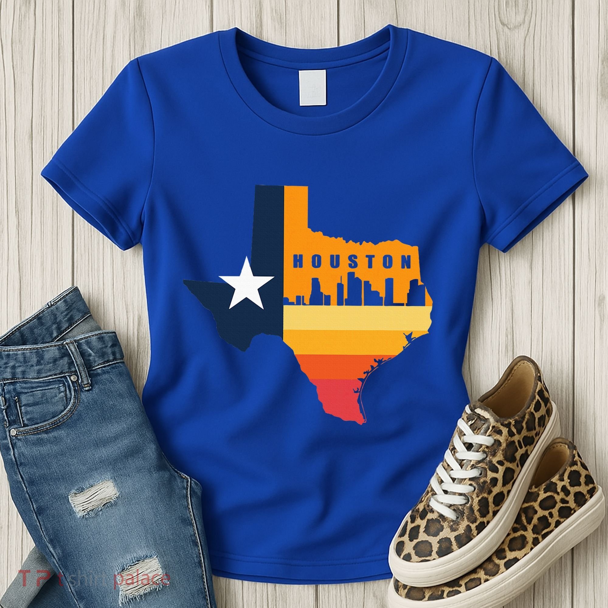 Houston City Texas Map Patriotic Texan Women's T-Shirt