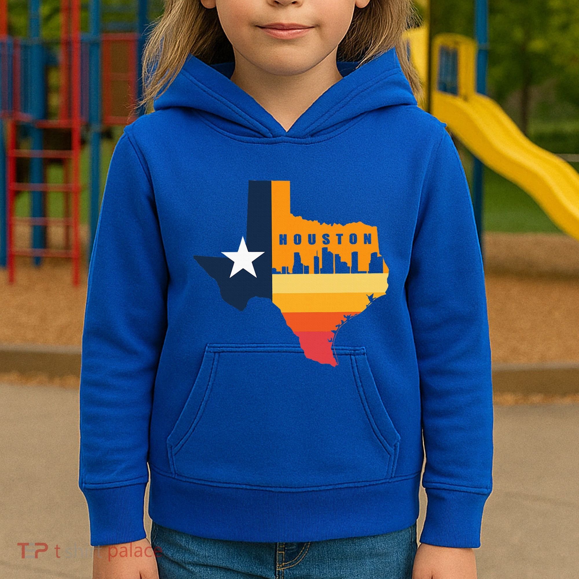 Houston City Texas Map Patriotic Texan Kids Hoodie