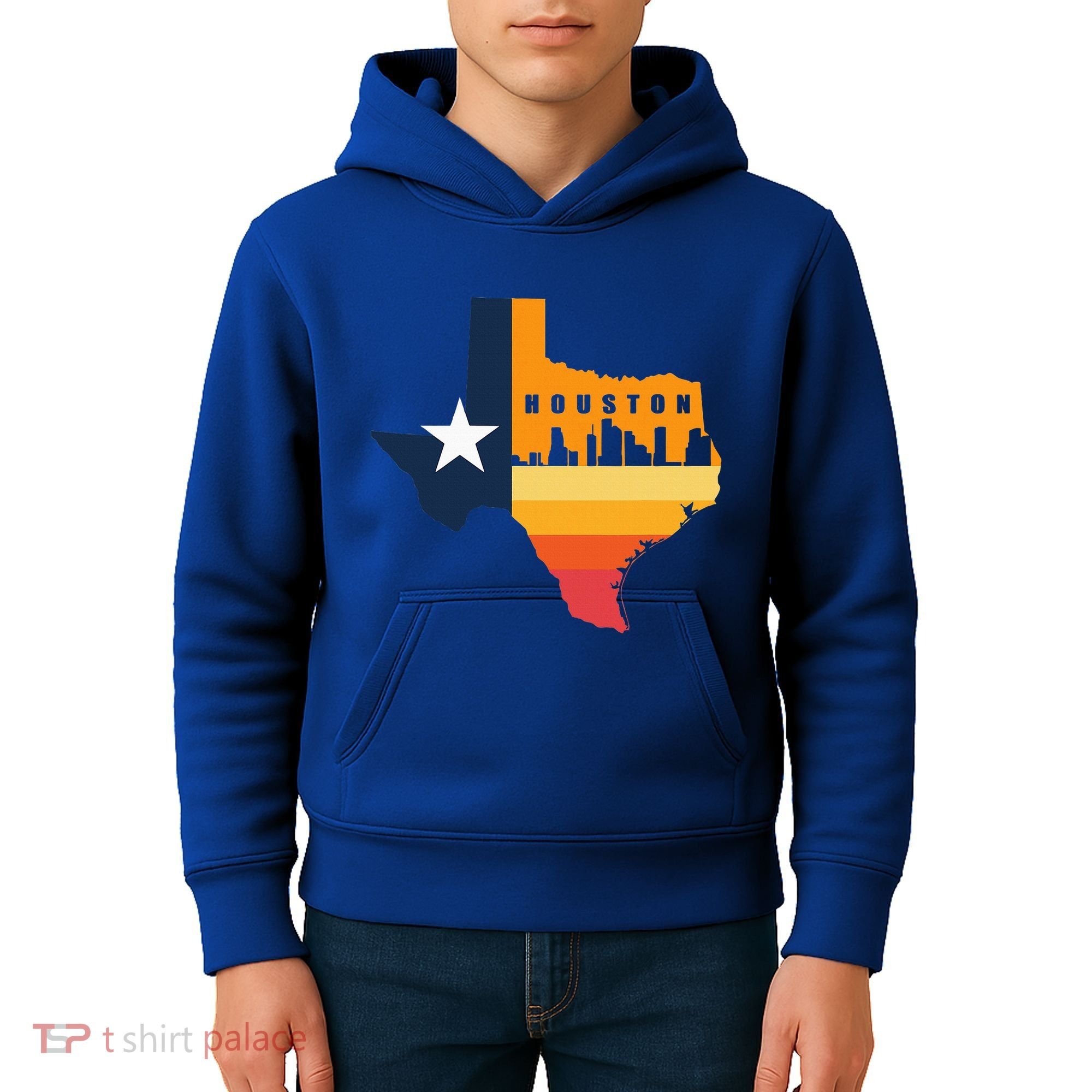 Houston City Texas Map Patriotic Texan Kids Hoodie