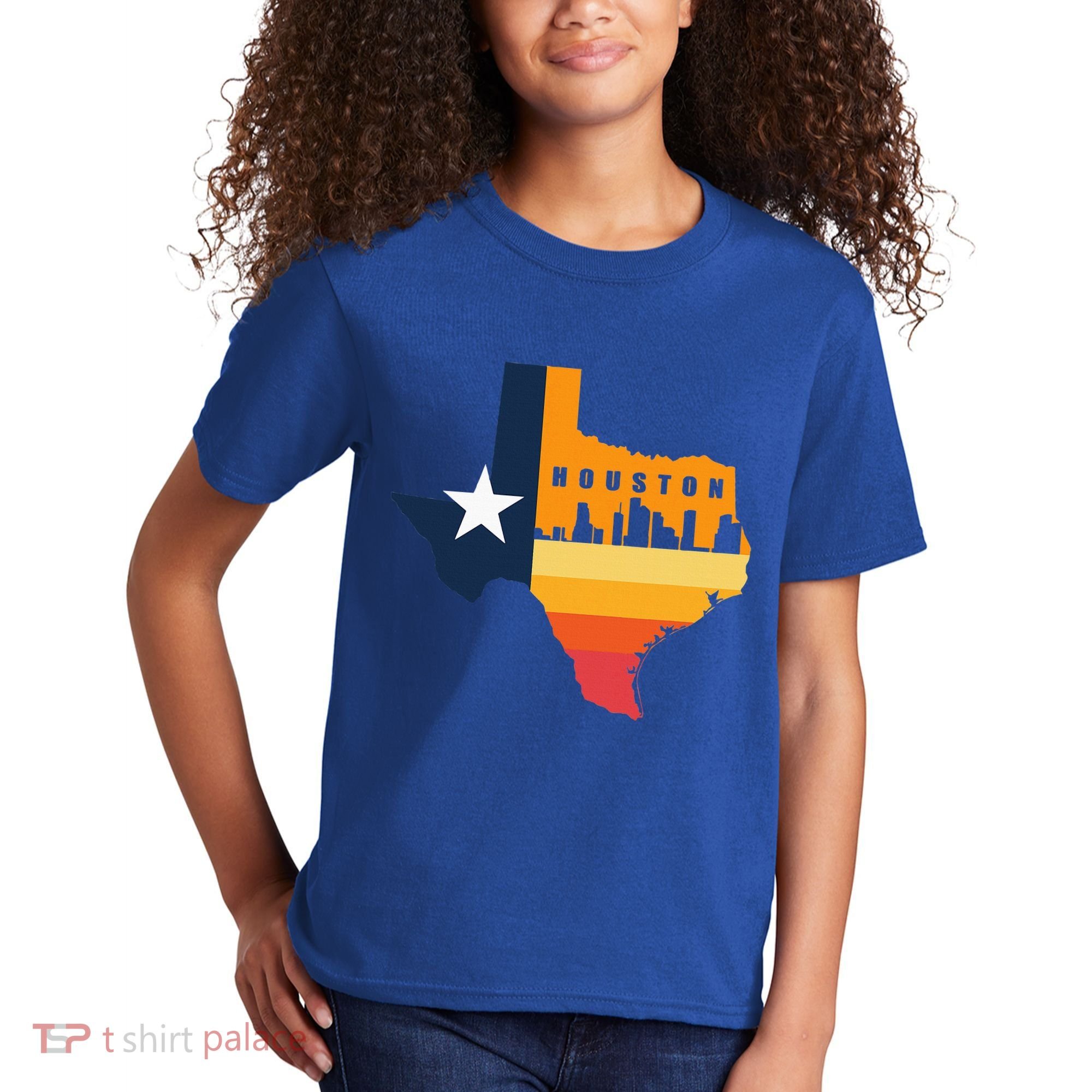 Houston City Texas Map Patriotic Texan Kids T-Shirt