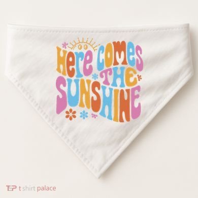 Here Comes The Sunshine Colorful Retro USA-Made Doggie Bandana